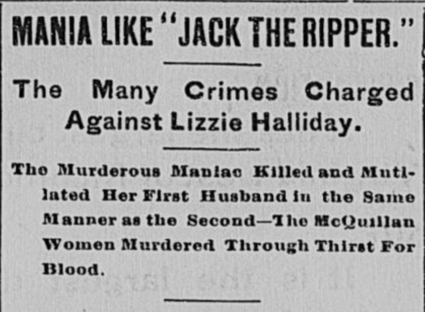 Newspaper Headline About Lizzie Halliday