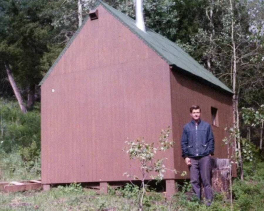 Ted Kaczynski Outside Of His Cabin
