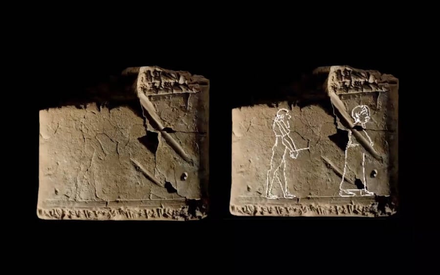 Clay Tablet With Ghost Depiction Before And After