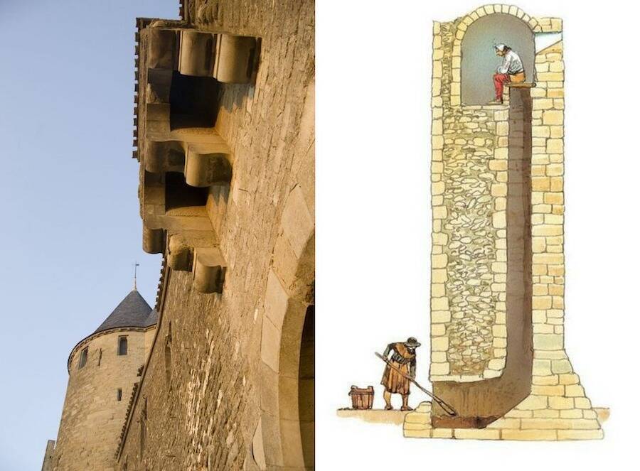 Medieval Toilet And Castle Illustration