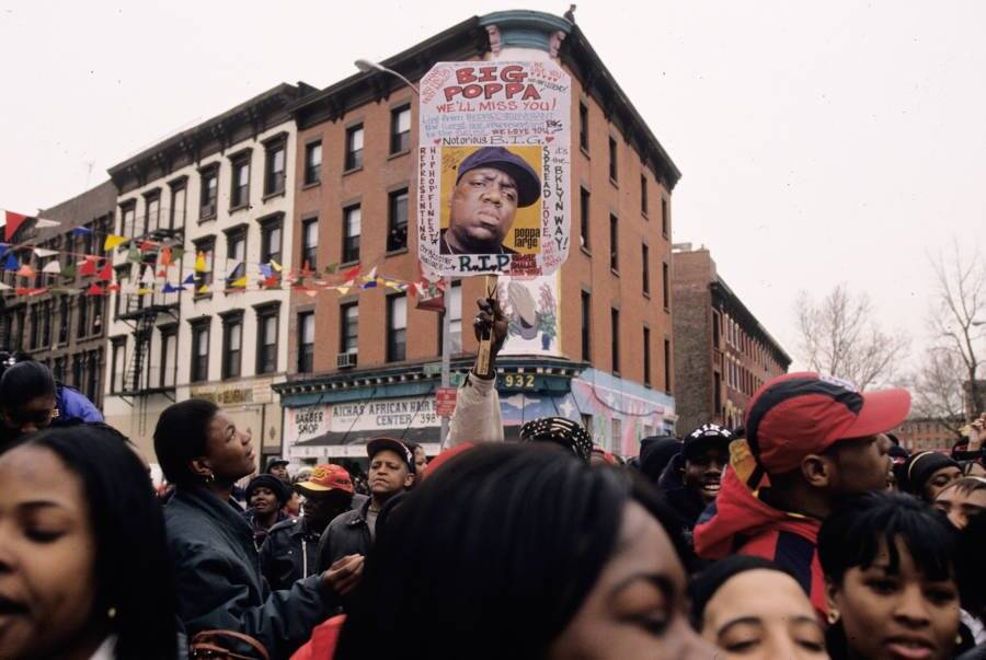 Mourning Fans At Biggie Smalls Funeral