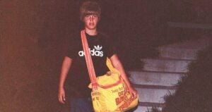 Johnny Gosch With Paperboy Bag