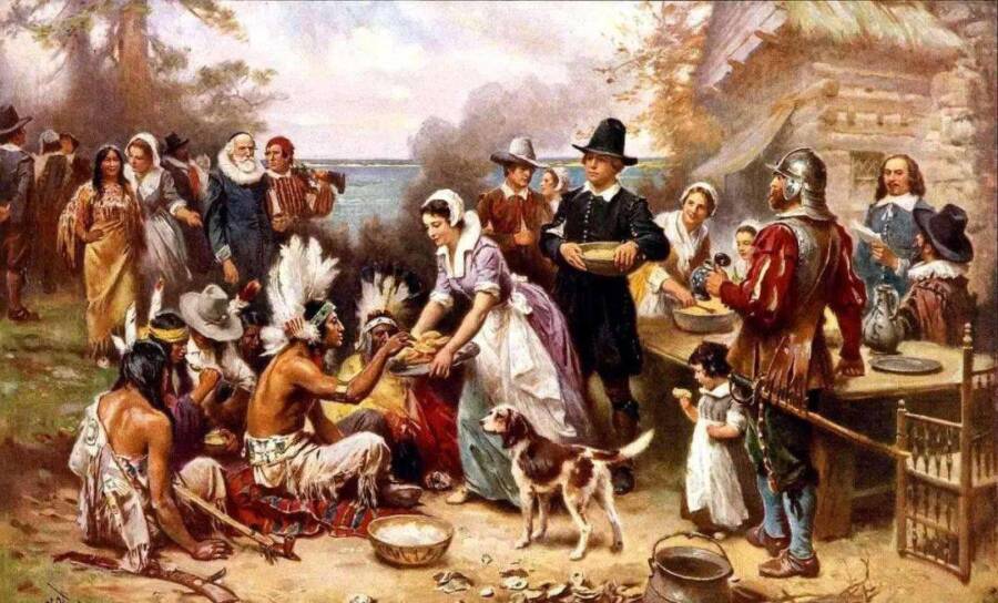 Painting Of First Thanksgiving