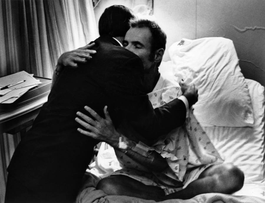 Aids Patient Hugging Doctor