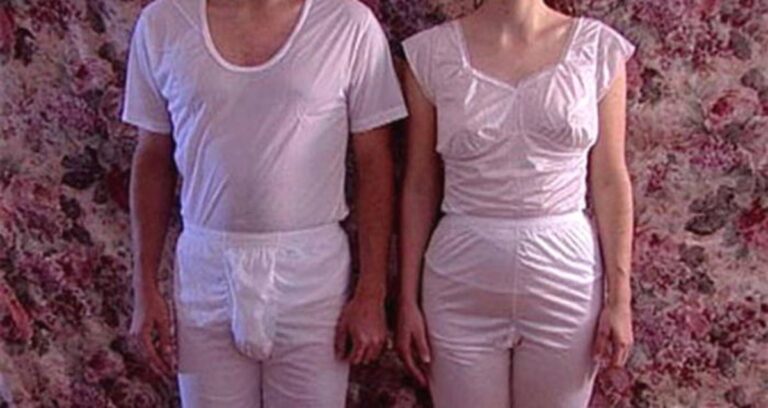 Man And Woman In Mormon Underwear Featured