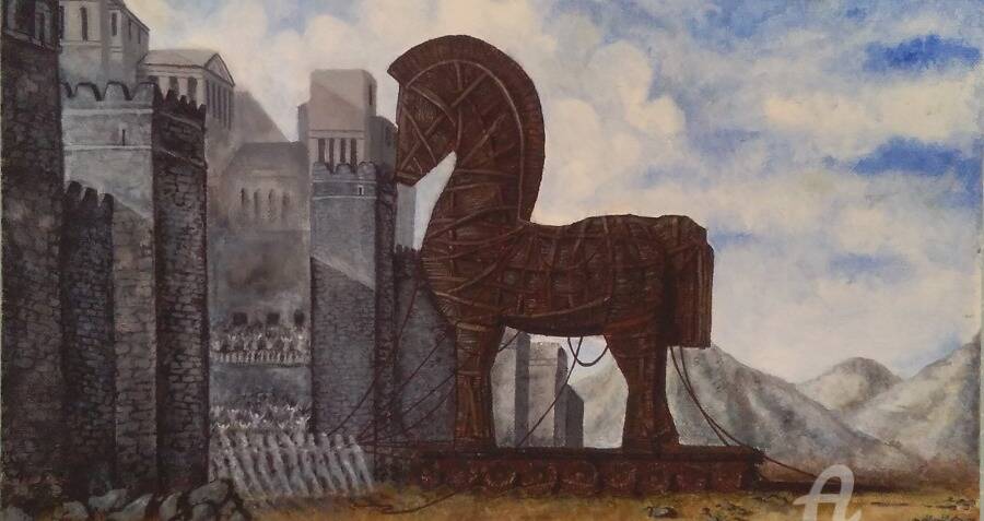 City of Troy Greek Mythology Travel Print Trojan Horse -  Norway