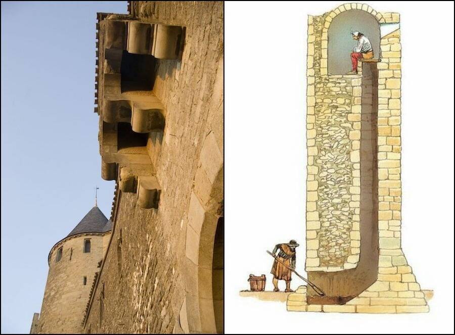 Castle Wall And Medieval Toilet Illustration