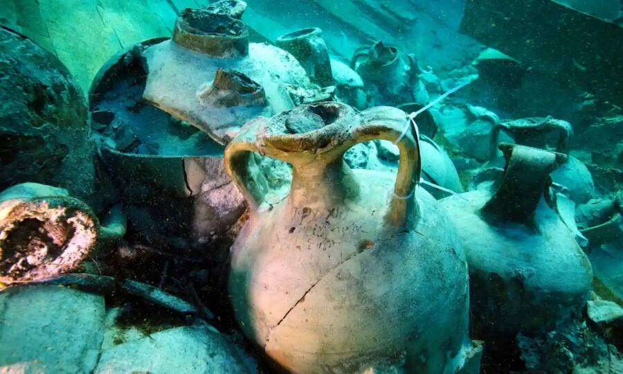 Close Up Of Ses Fontanelles Amphoras