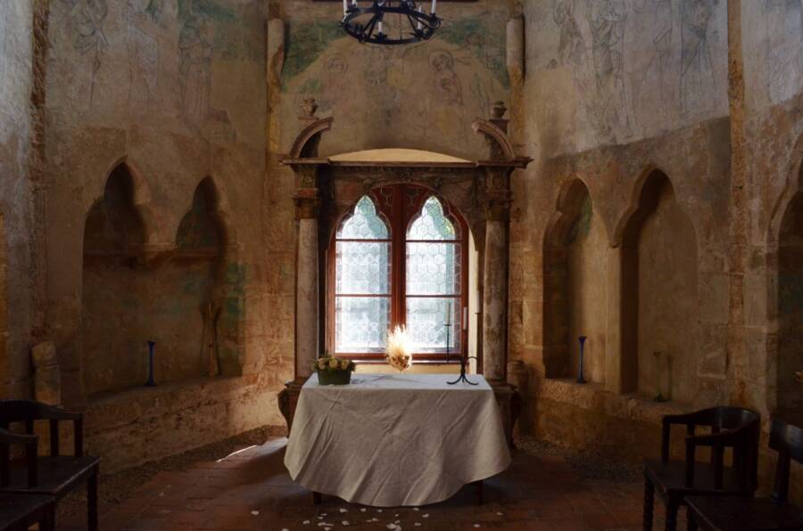 Chapel With Candle In Houska Castle