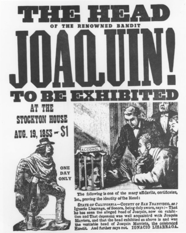 Flyer Advertising The Head Of Joaquin Murrieta
