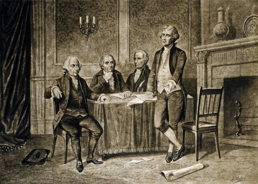 John Adams Gouverneur Morris Alexander Hamilton And Thomas Jefferson