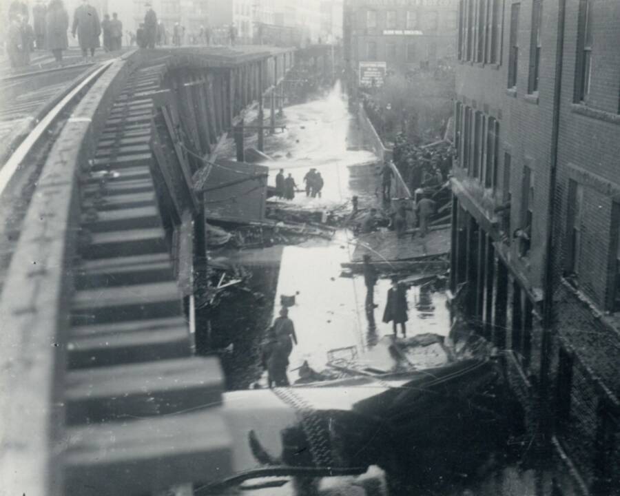 View Of Damage From Train Tracks