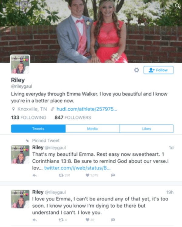 Page Twitter de Riley Gaul