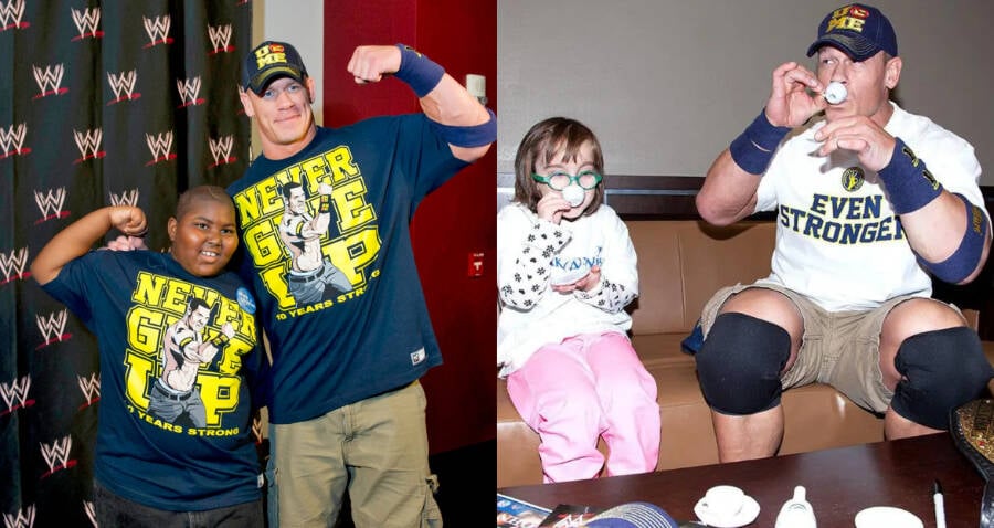 Actor John Cena Breaks Make A Wish Foundation Record   Cena With Sick Kids 