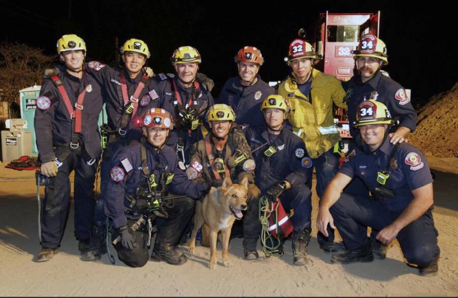 Cesar With Firefighters