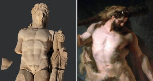 Hercules Statue And Illustrtation