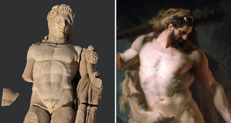 Hercules Statue And Illustrtation