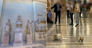 Tourist Smashes Vatican Statues