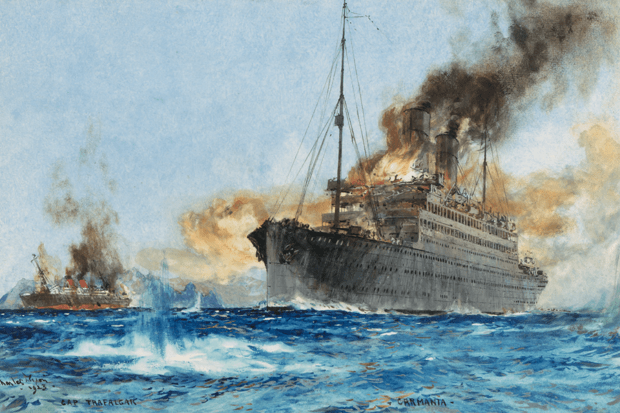 The Carmania Sinks The Cap Trafalgar