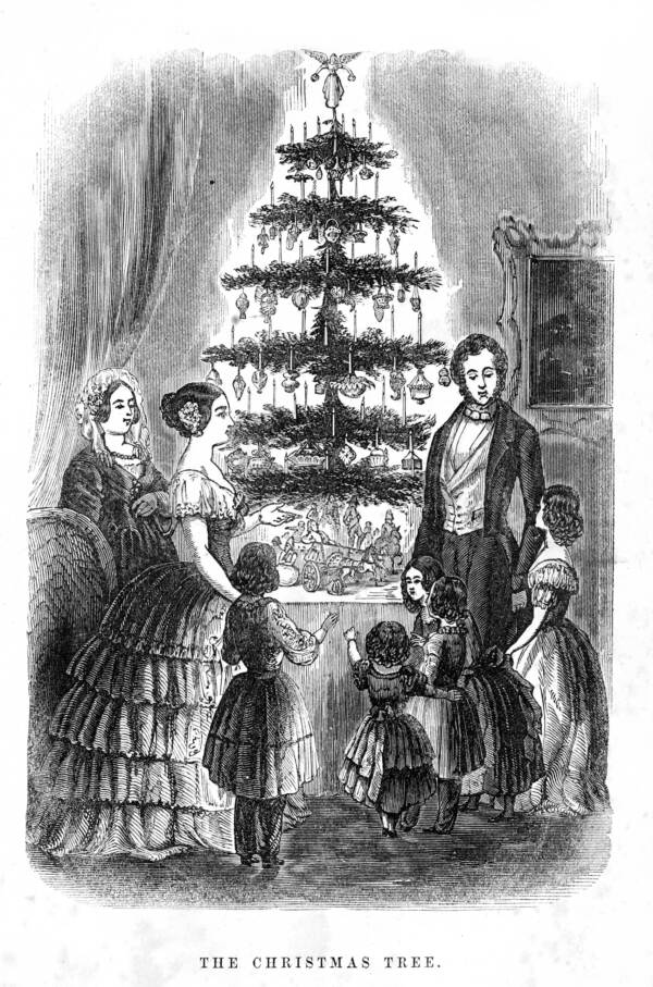 Godeys Illustration Of The British Royal Family Around A Christmas Tree