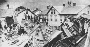Residents Sitting Atop A Roof After Johnstown Flood