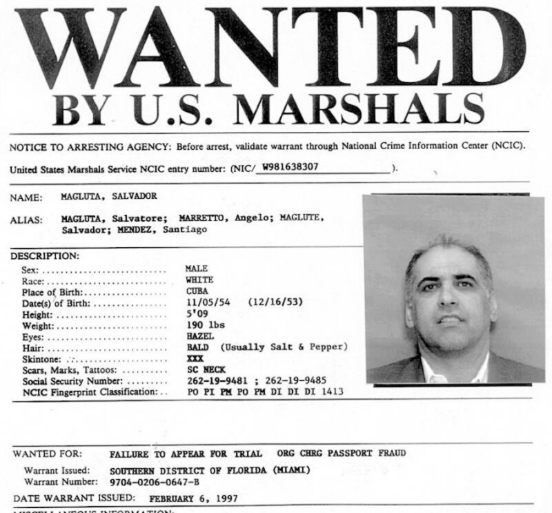 Sal Magluta's Wanted Poster