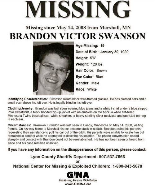 Brandon Swanson Missing Poster