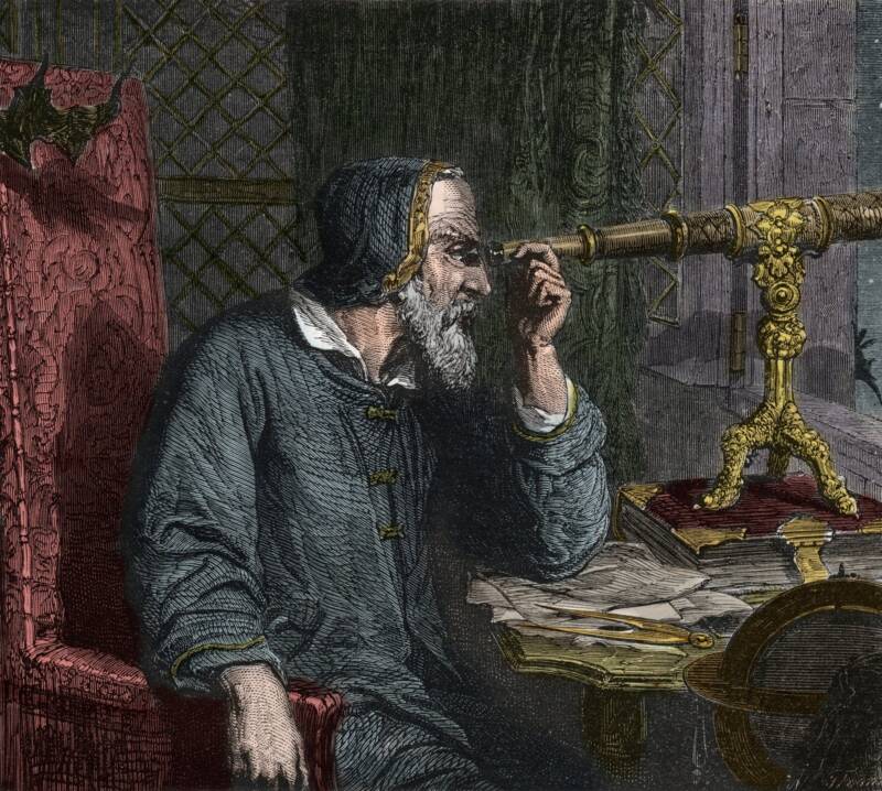 Galileo Looking Through Telescope
