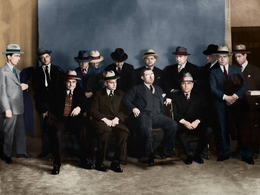 Colorized Photo Of A Mafia Commission Meeting