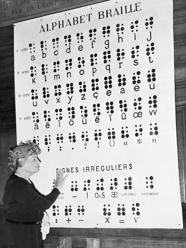 Helen Keller Teaching Braille