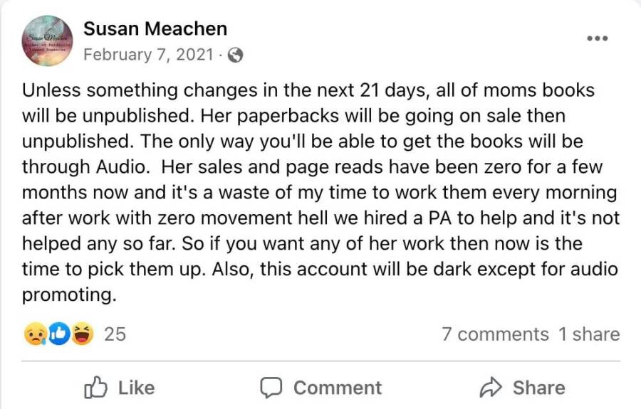 Susan Meachen Facebook Post