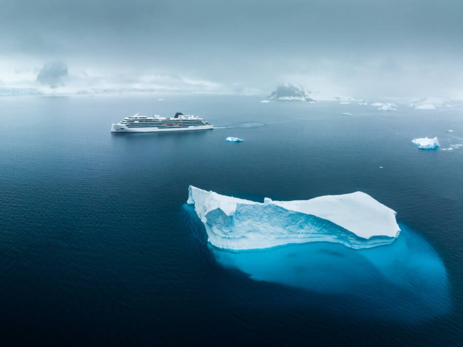 Viking Expedition Ship In Antarctica