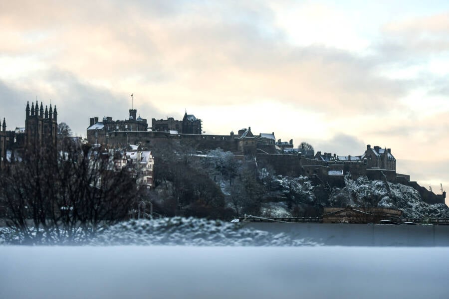 Edinurgh Castle Covered In Snow