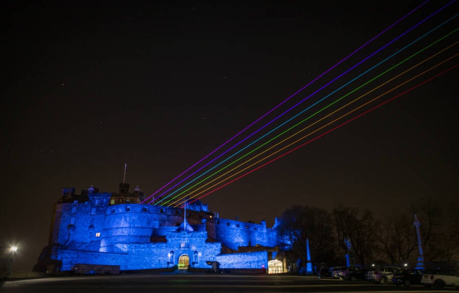Global Rainbow Art Installation At Edinburgh Castle
