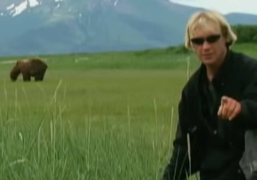Grizzly Man Timothy Treadwell With A Brown Bear