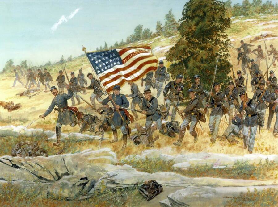 20th Maine Regiment Charging At Gettysburg
