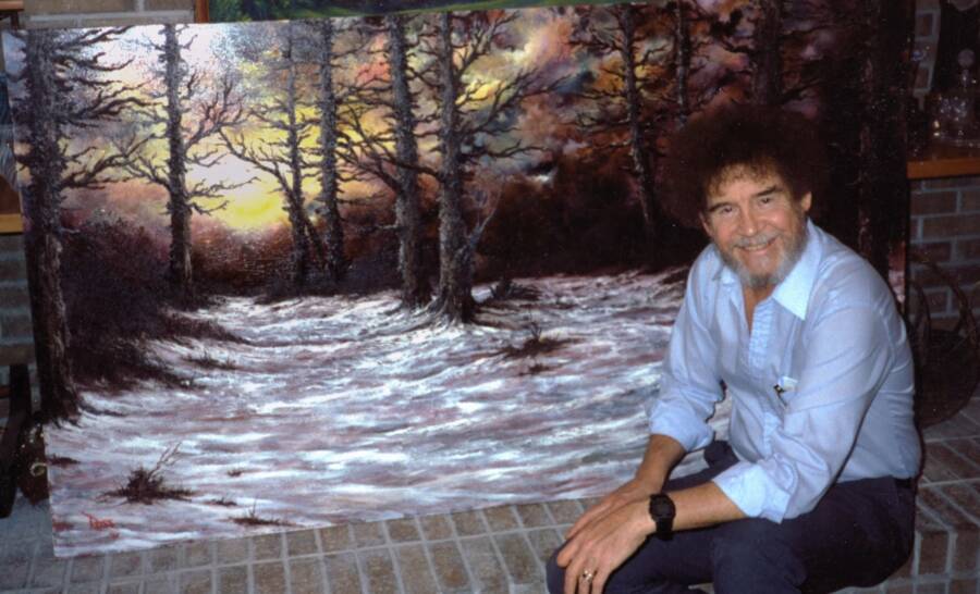 Bob Ross Posing With A Winter Scene