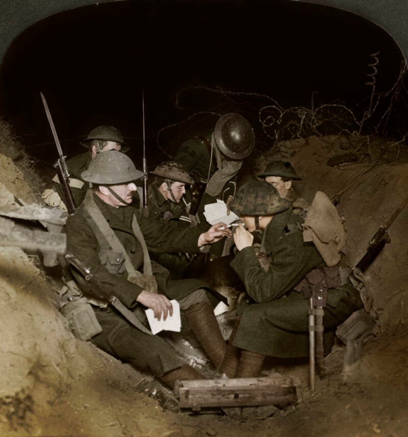 Evening In The Reserve Trenches During World War I