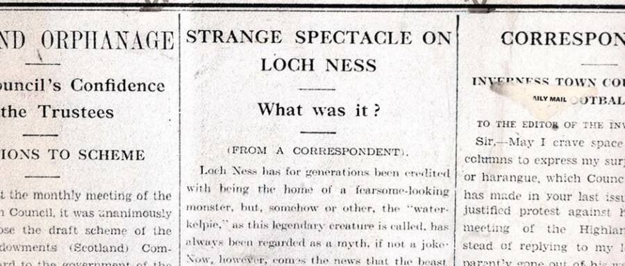 First Loch Ness Monster Report