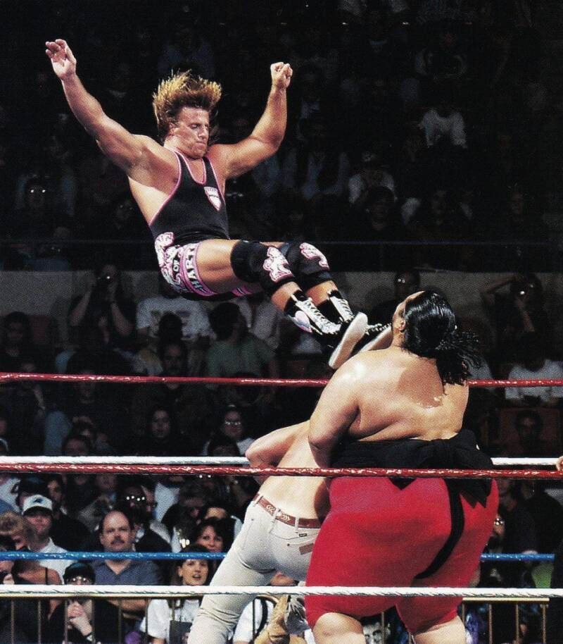 Owen Hart Delivering A Kick