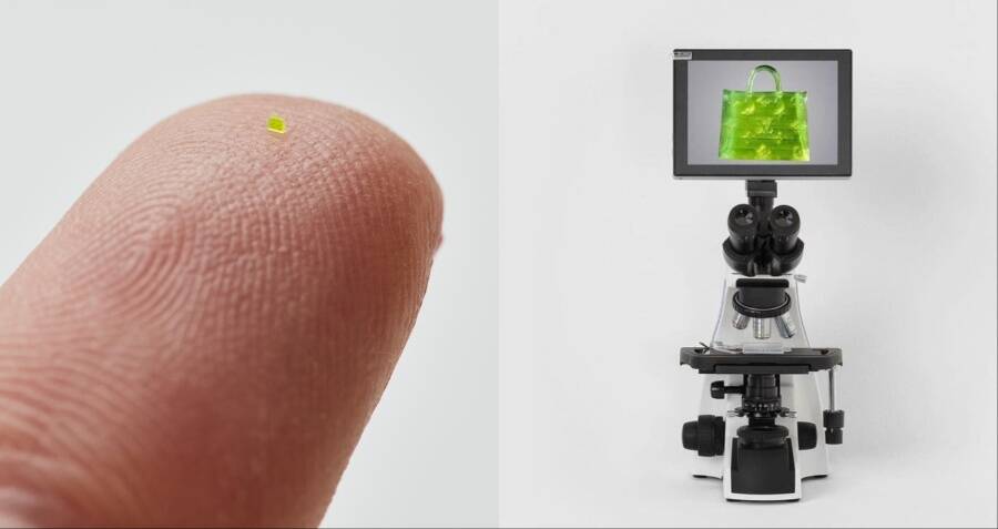 Microscopic handbag the size of a grain of salt unveiled #itvnews #big