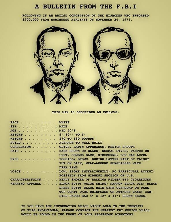 DB Cooper Wanted Poster