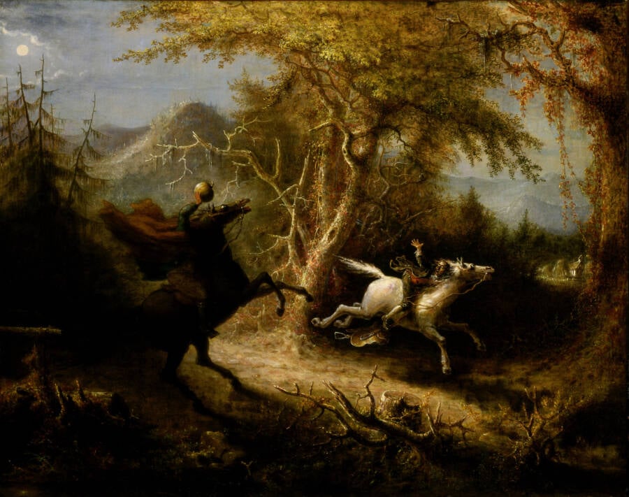 Headless Horseman Chasing Ichabod Crane