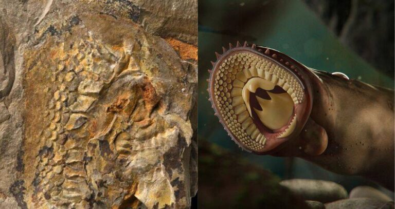 Fossil Alongside Prehistoric Lamprey