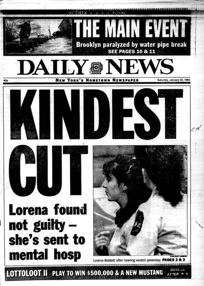Lorena Bobbitt Newspaper Headline