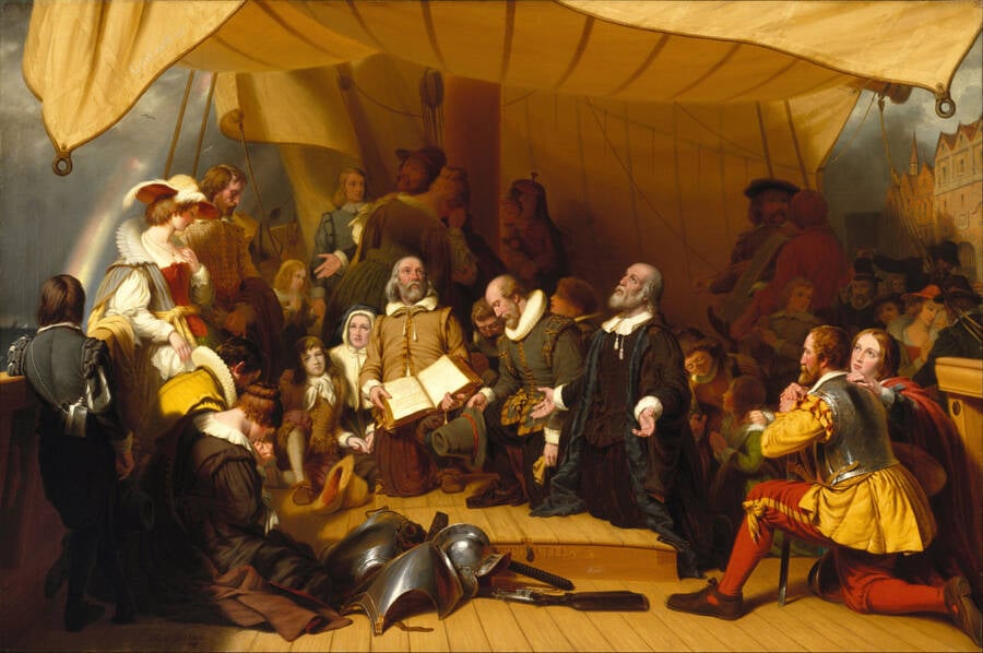 Pilgrims On The Mayflower