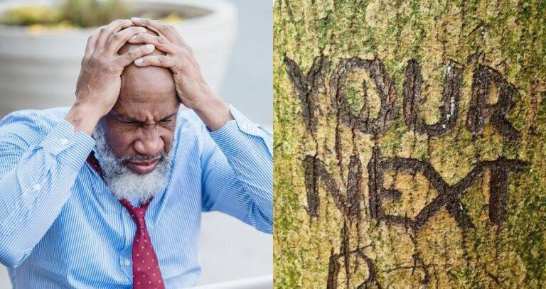 Stressed Man Alongside Grammatical Error