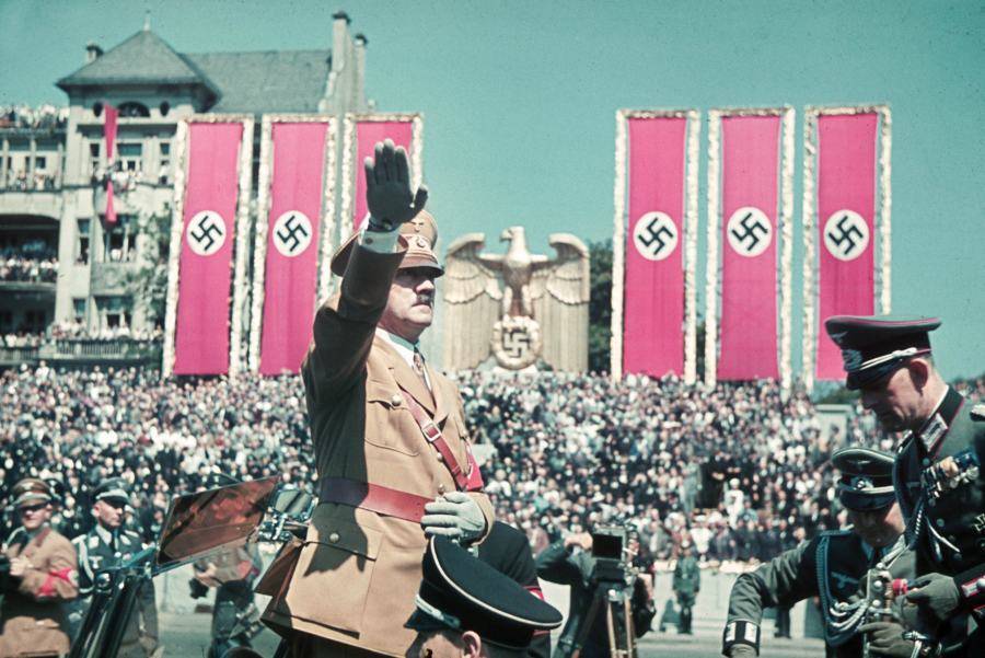 Adolf Hitler Saluting A Crowd