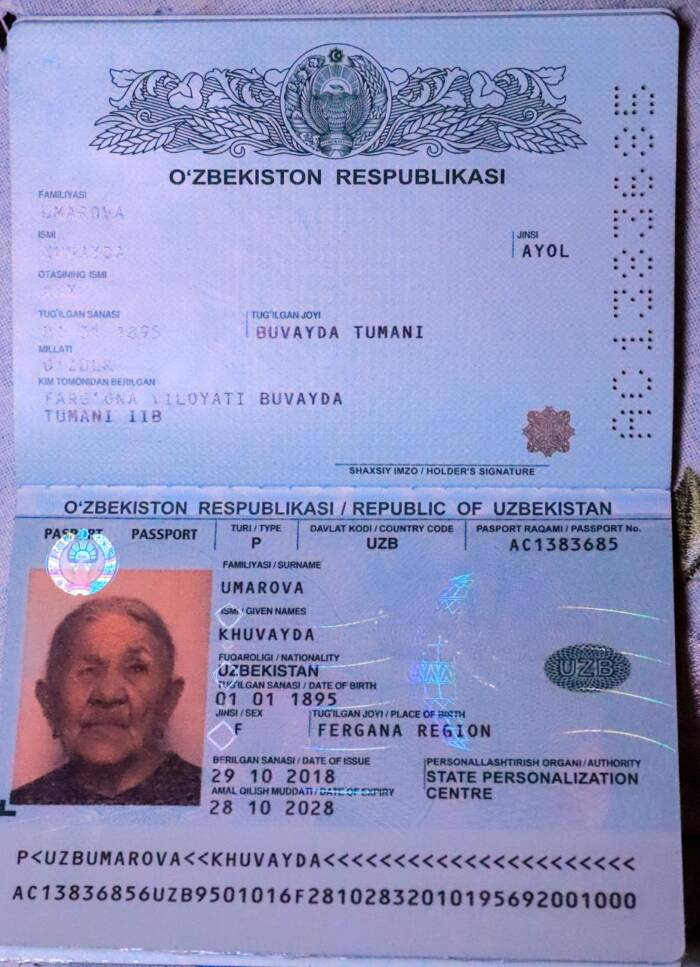 Huvaydo Umarova's Passport