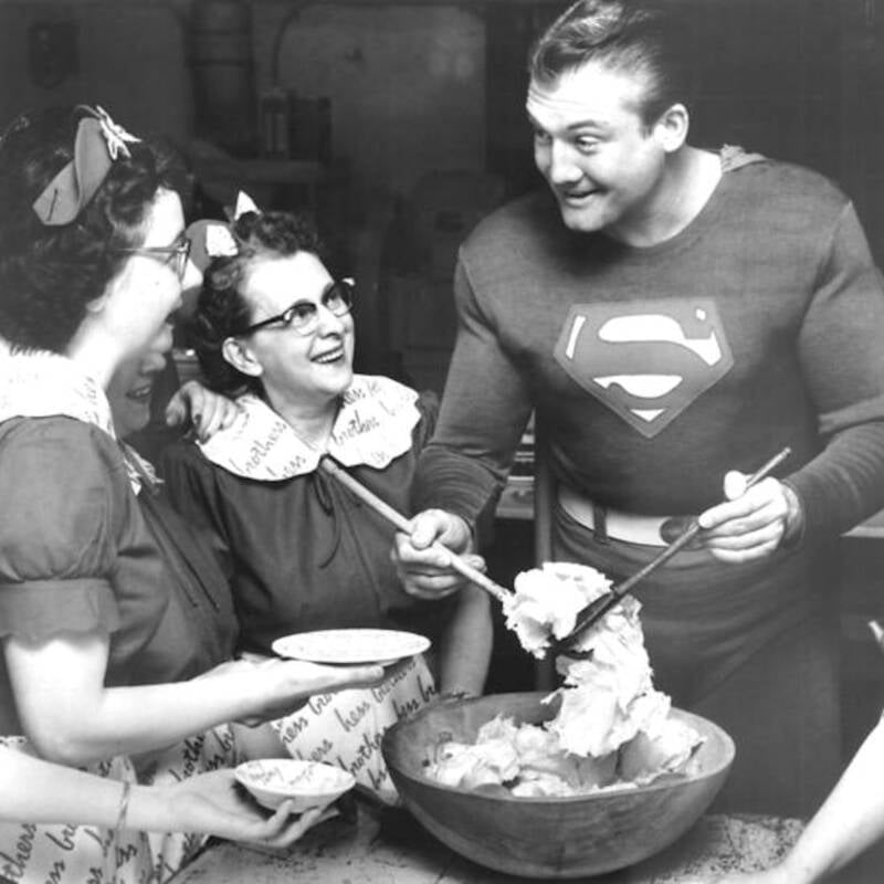 Superman Serving Food